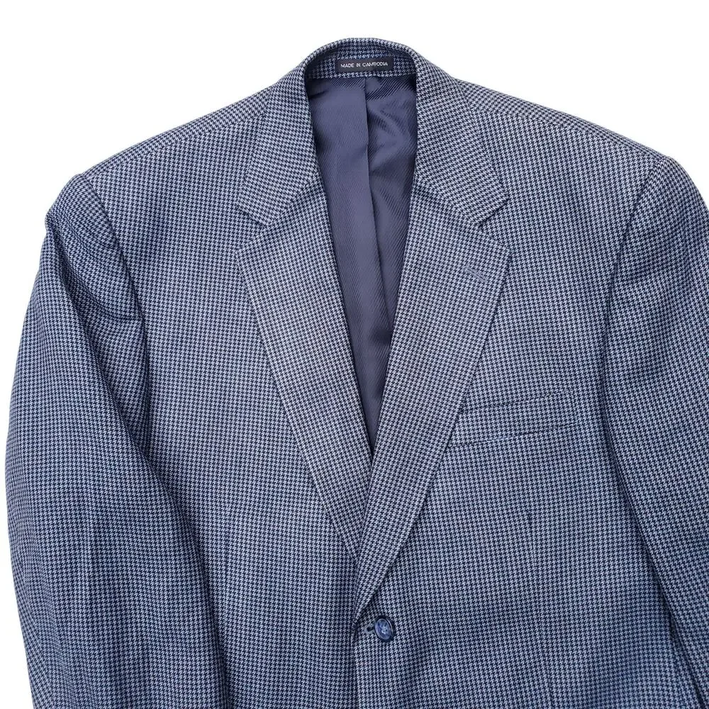 40 Savile Row Ivy Prep Puppytooth Check Blazer Jacket Sport Coat Silk Bamboo 42S